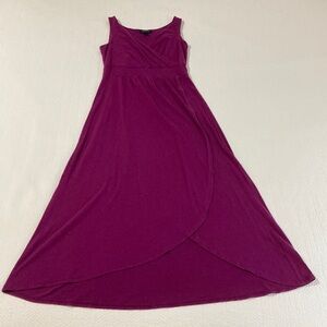 Sleeveless purple tulip hem hi-lo maxi/midi dress